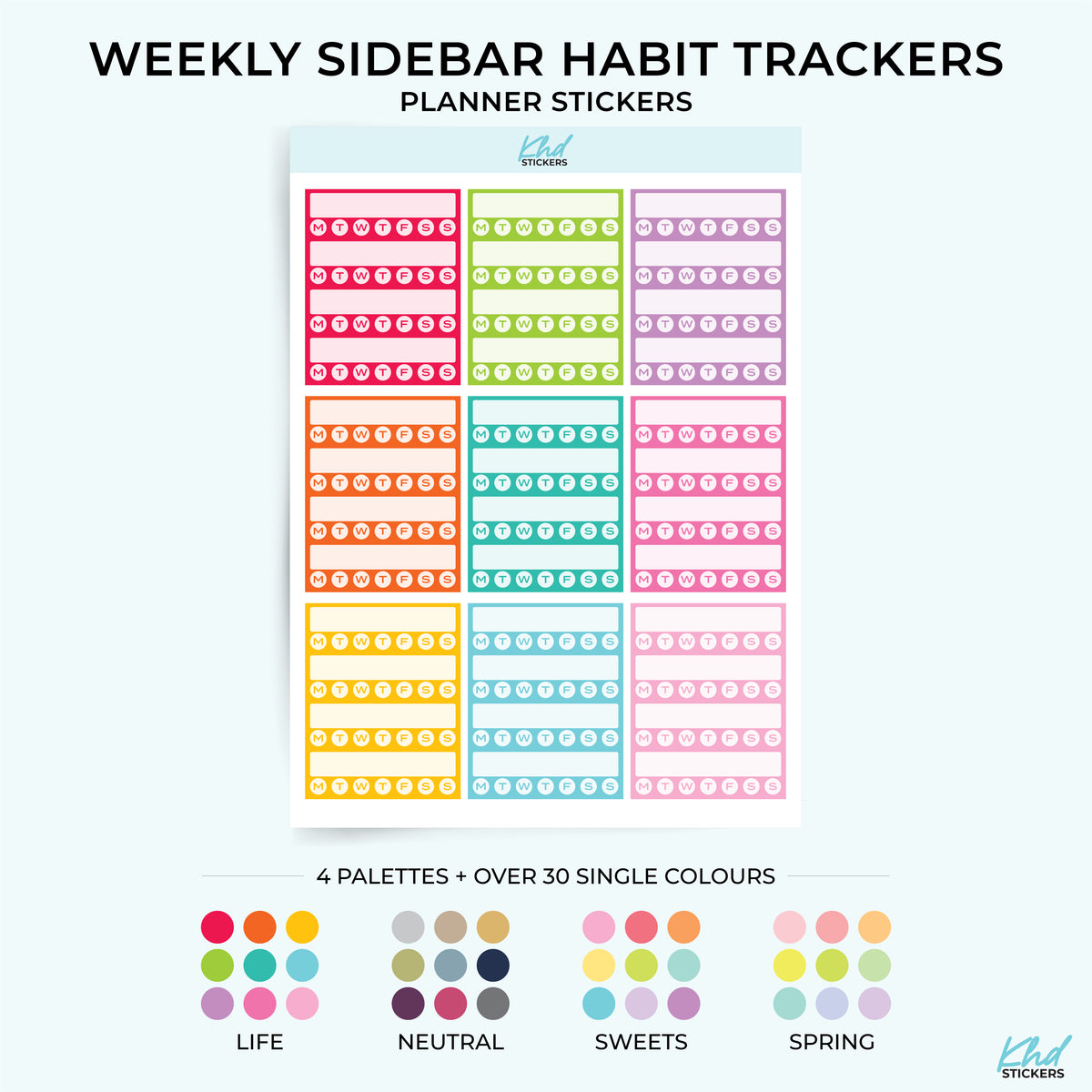 Weekly Sidebar Habit Tracker Full Box Stickers – KHDStickers