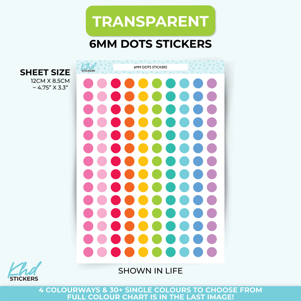 Clear Dot Planner Stickers – Transparent Circle Stickers for Planners Transparent / LIFE