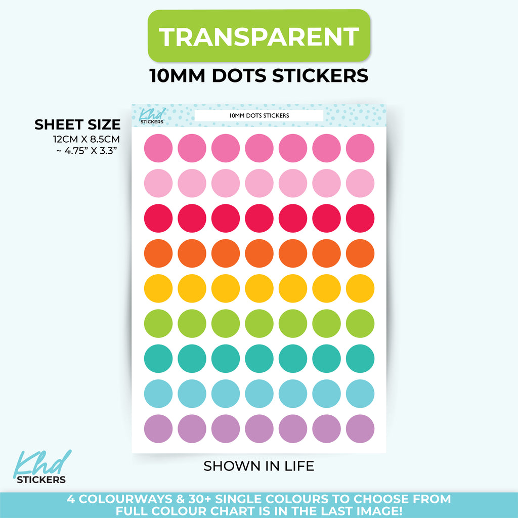 10mm Clear Dot Planner Stickers – Transparent Circle Stickers for Planners LIFE