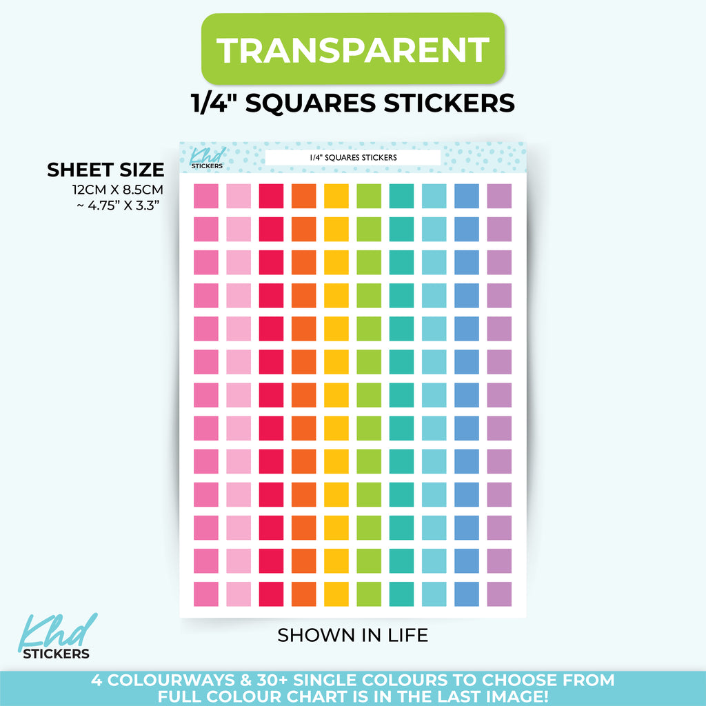 1/4" Squares Transparent Square Planner Stickers – Clear 6mm Squares LIFE