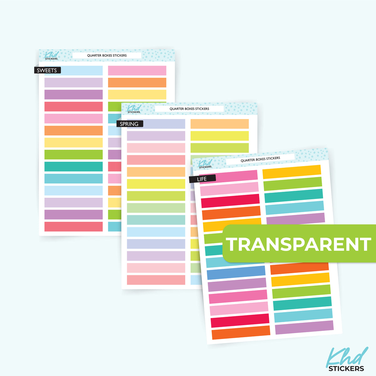 Transparent Planner Strips – Clear 3.8cm x 0.6cm Rectangles – KHDStickers