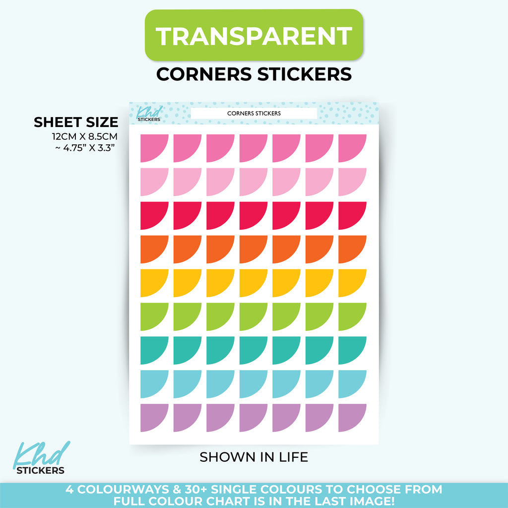 Clear Corner Stickers for Planners LIFE