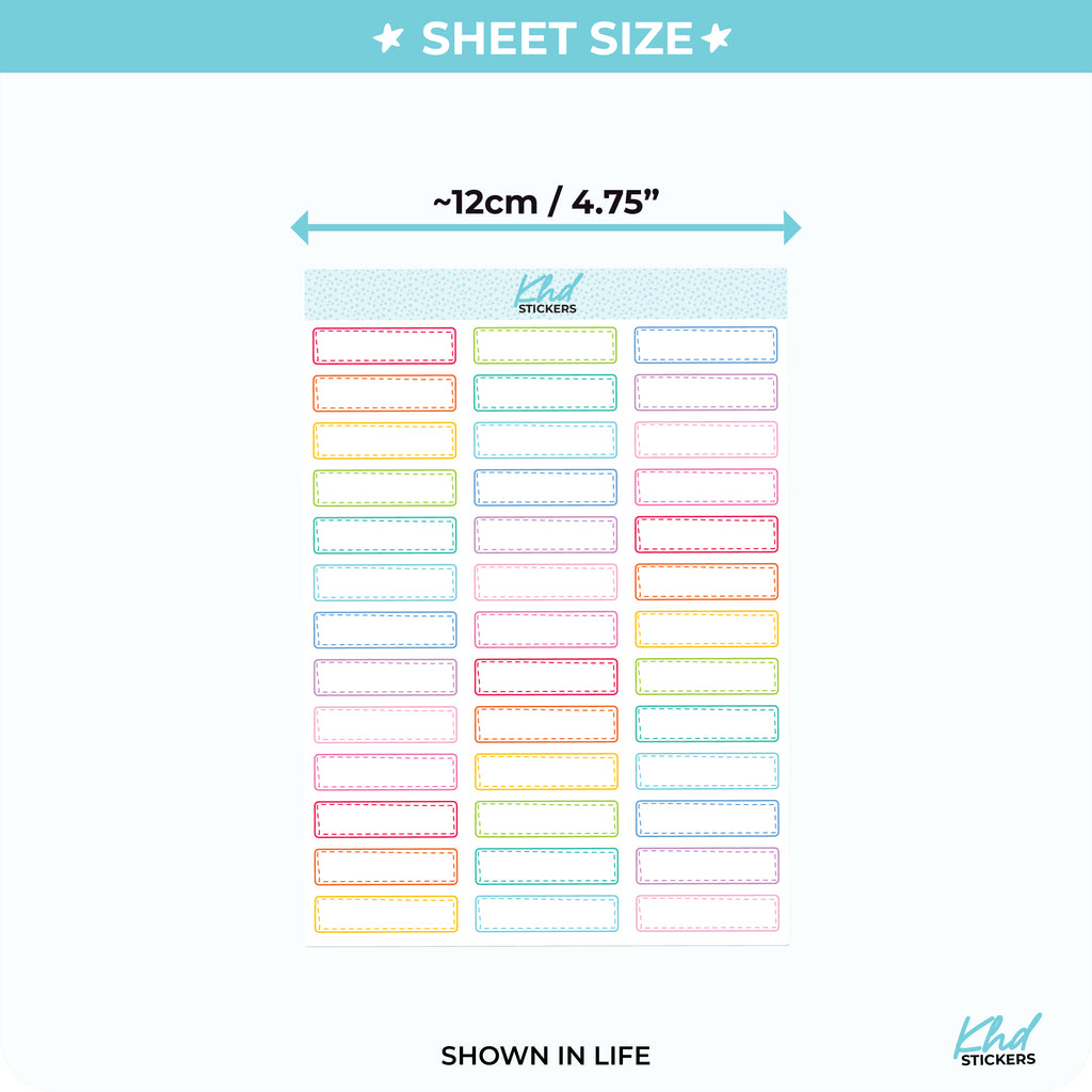 Doodle Dashed Quarter Box Size Stickers Vinyl - Removable