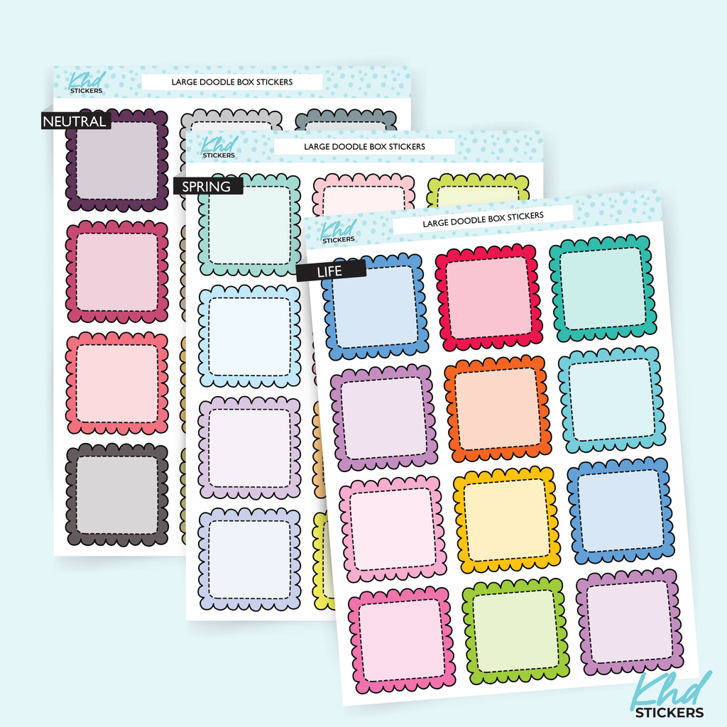 Doodle Large Squares Appointment Stickers Vinyl - Removable