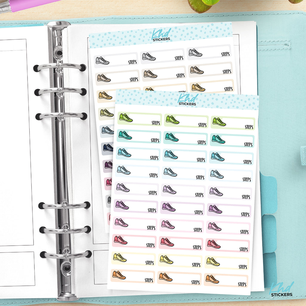 Step Tracker Planner Stickers Vinyl - Removable / Wine