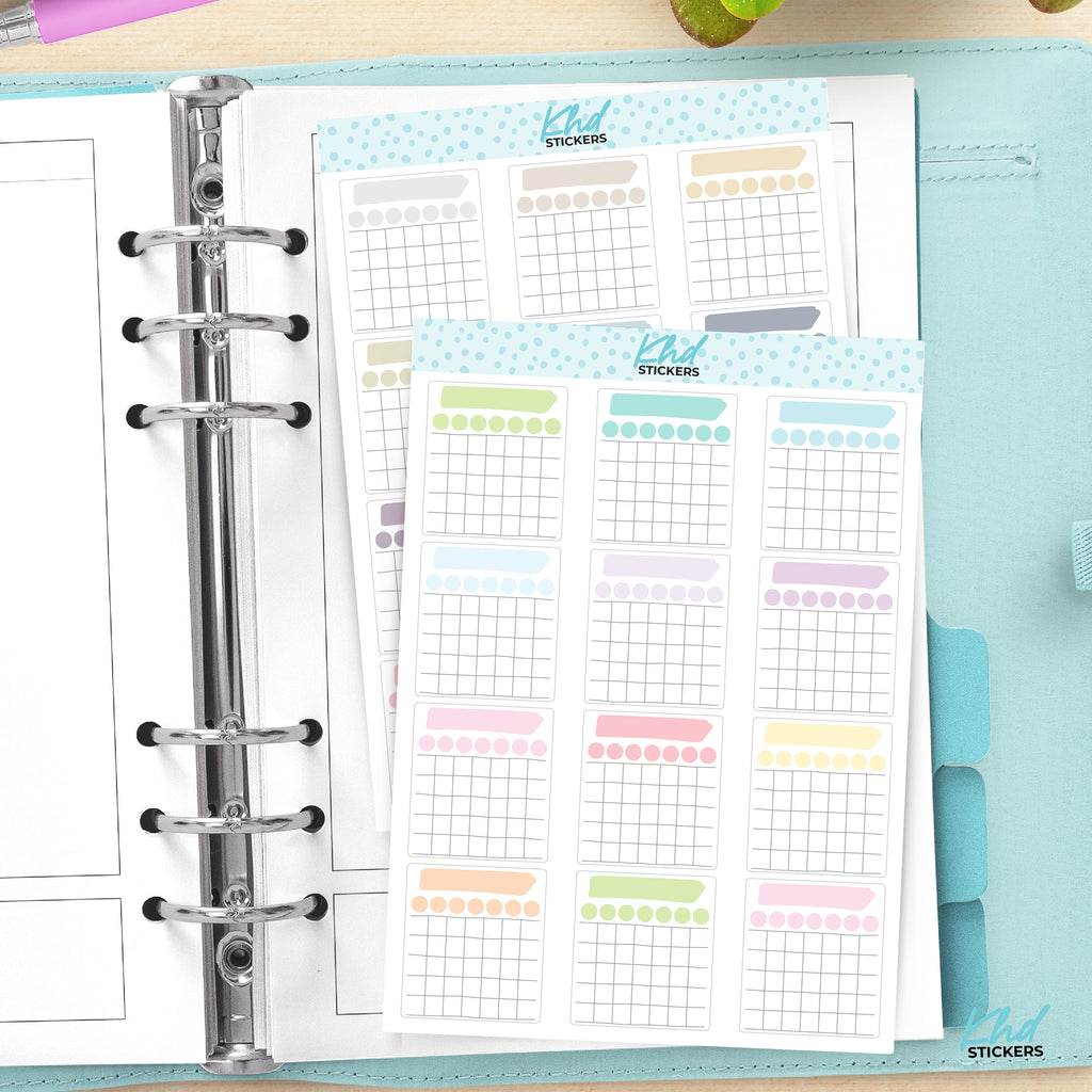 Monthly Trackers Planner Stickers Vinyl - Removable / Wine