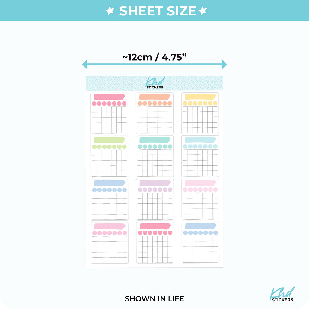 Monthly Trackers Planner Stickers Vinyl - Removable