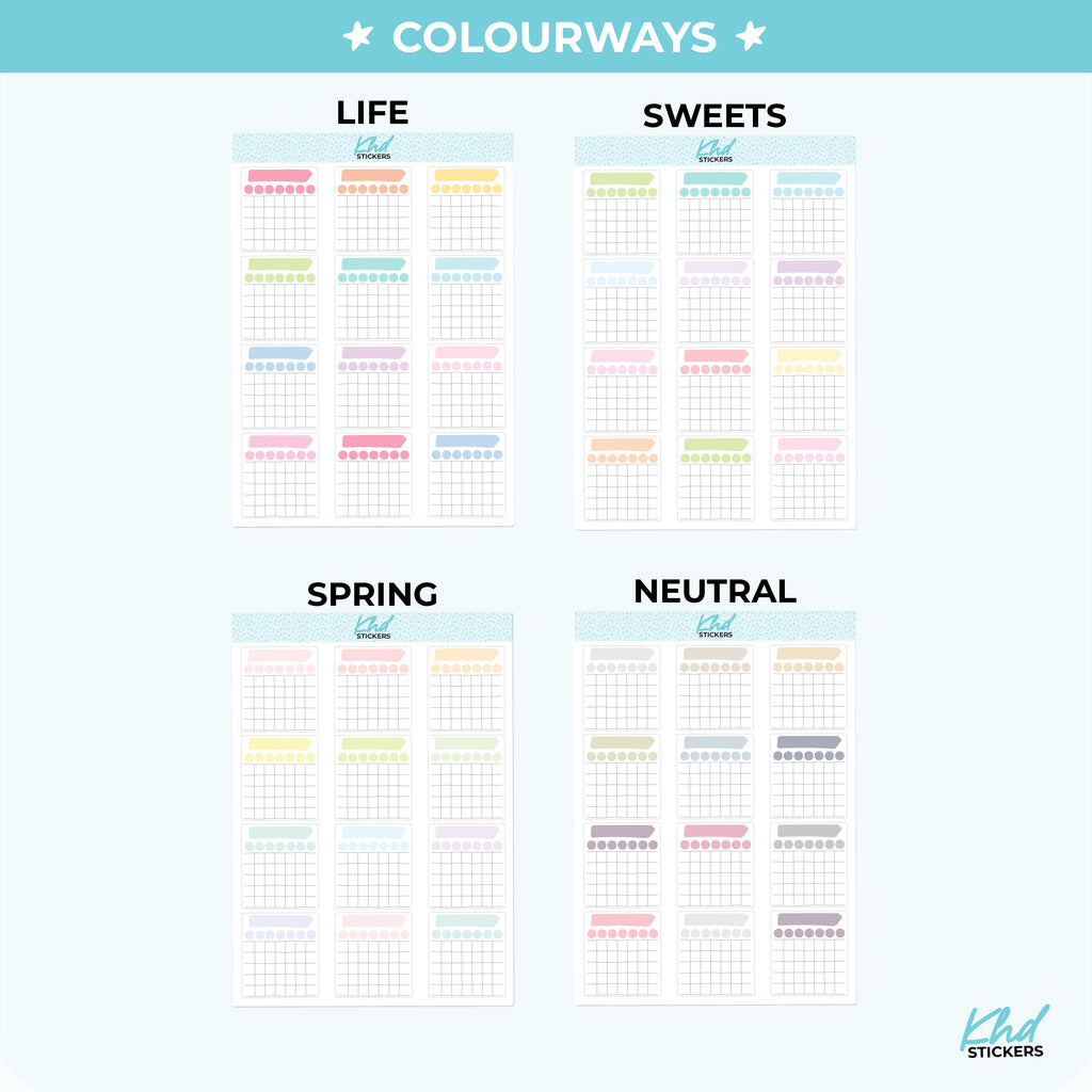 Monthly Trackers Planner Stickers Vinyl - Removable