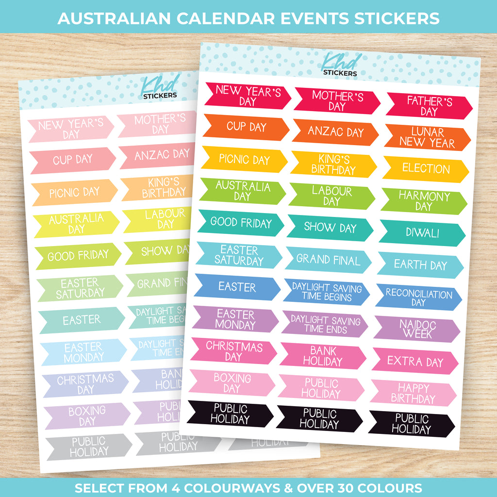 Australian Public Holidays Stickers