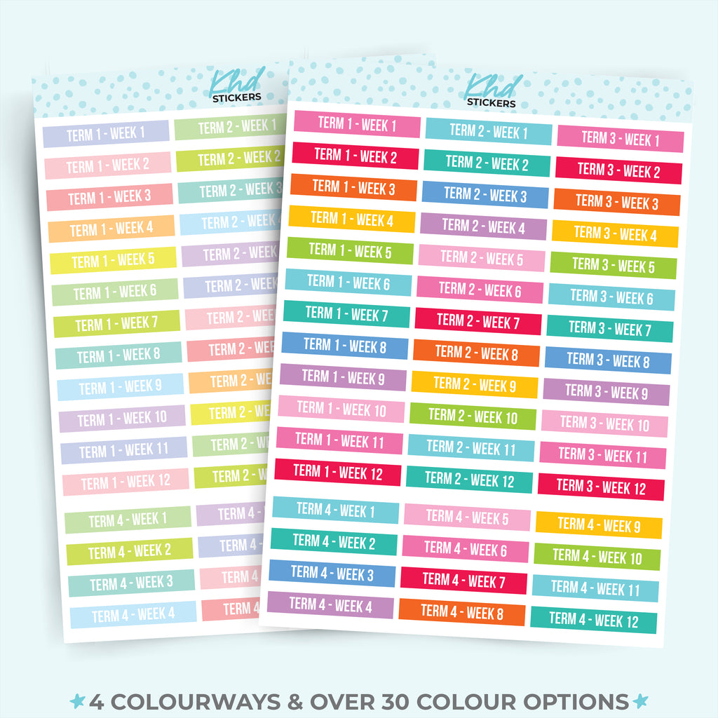 School Term Planner Stickers. Full Year Wine