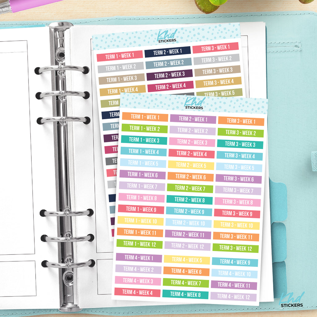 School Term Planner Stickers. Full Year Wine