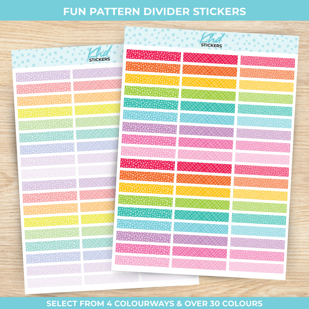 Divider Stickers - Fun Patterns Borders and Dividers for 1.5" 38mm planner columns