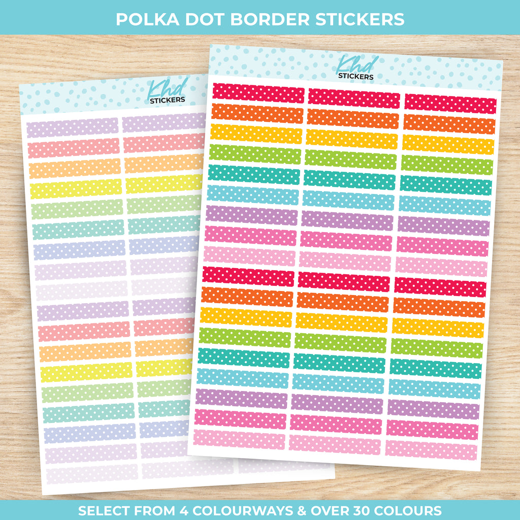 Divider Stickers - Polka Dot Borders and Dividers for 1.5" 38mm planner columns