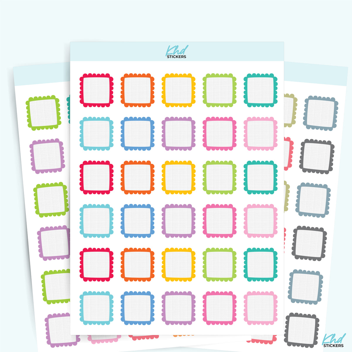 Doodle Scallop Square Boxes Functional Planner Stickers – KHDStickers