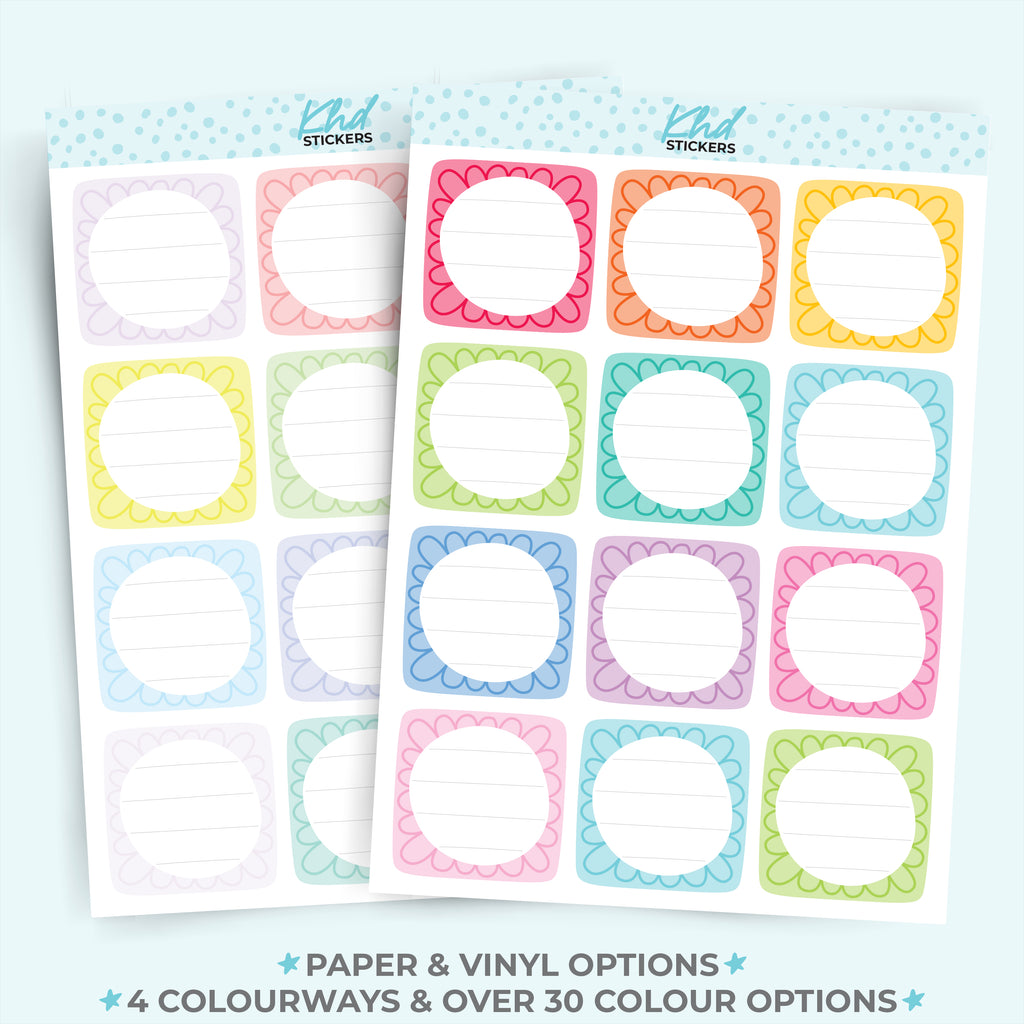 Doodle Squares Appointment Stickers Vinyl - Removable / Wine