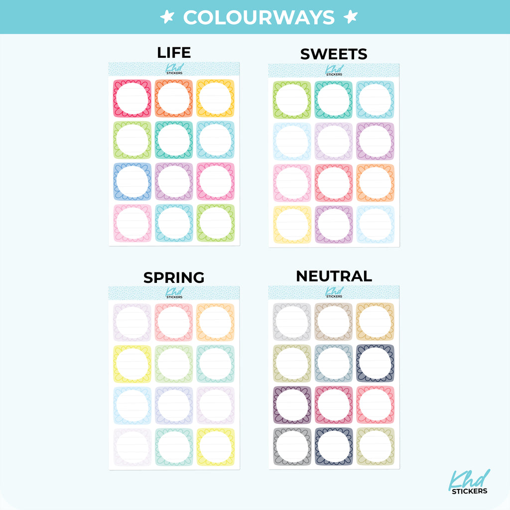 Doodle Squares Appointment Stickers Vinyl - Removable