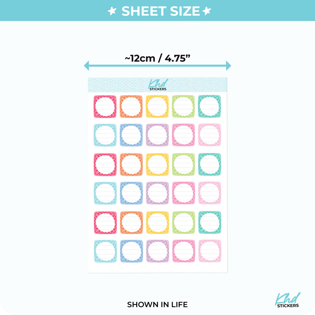 Small Doodle Squares Appointment Stickers Vinyl - Removable