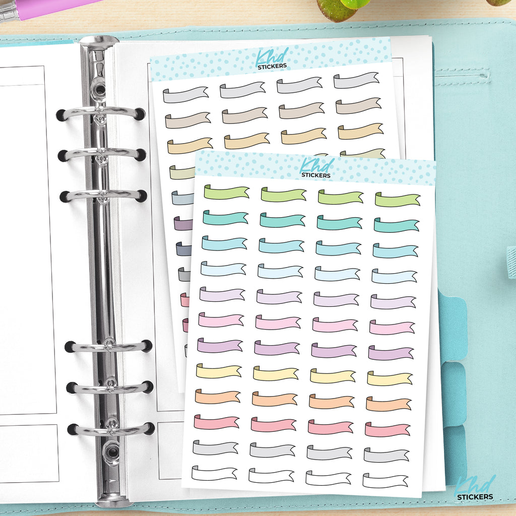 Ribbon Banner Planner Stickers Vinyl - Removable / Wine