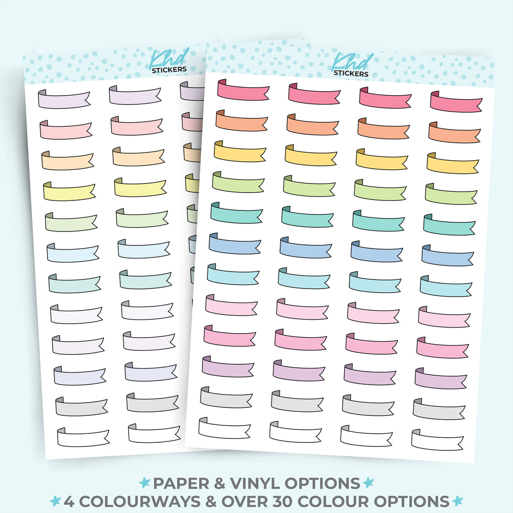 Ribbon Banner Planner Stickers Vinyl - Removable / Wine