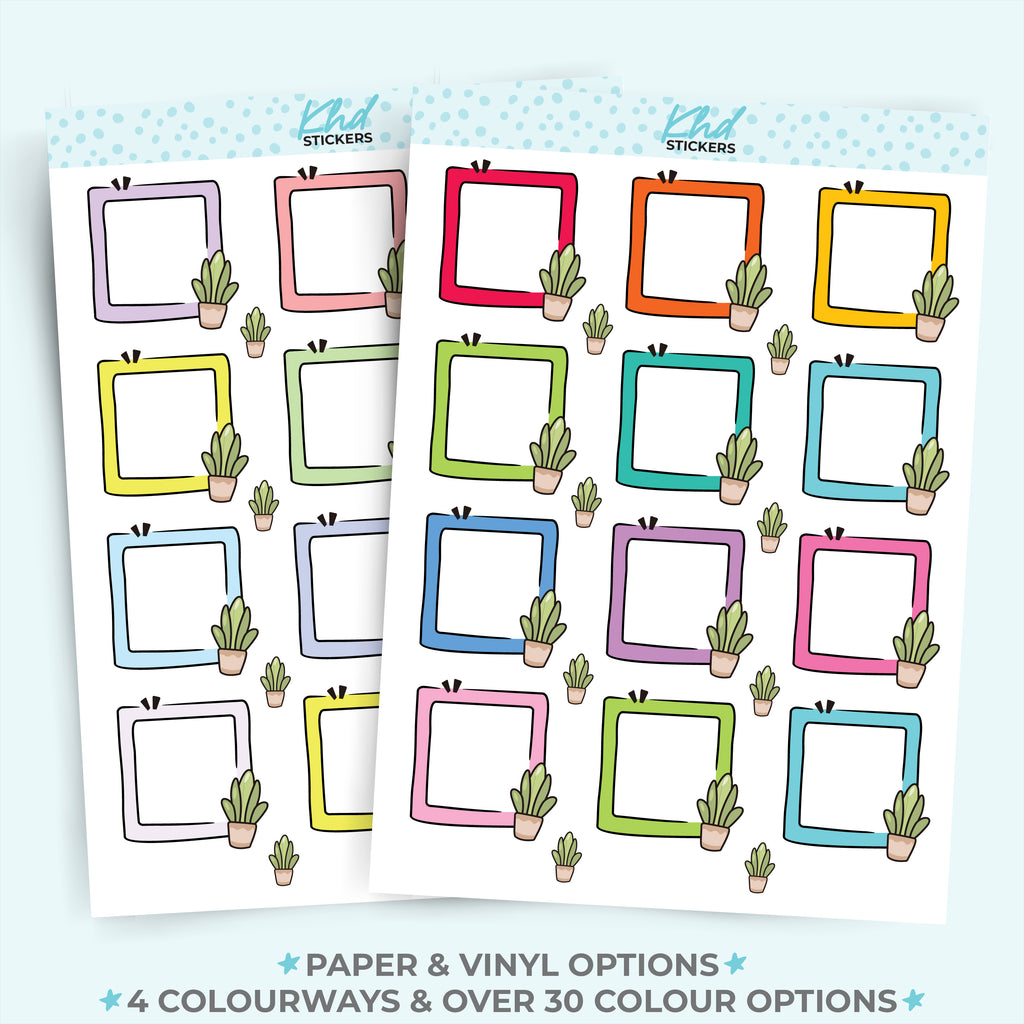 Cactus Doodle Square Appointment Stickers Vinyl - Removable / LIFE