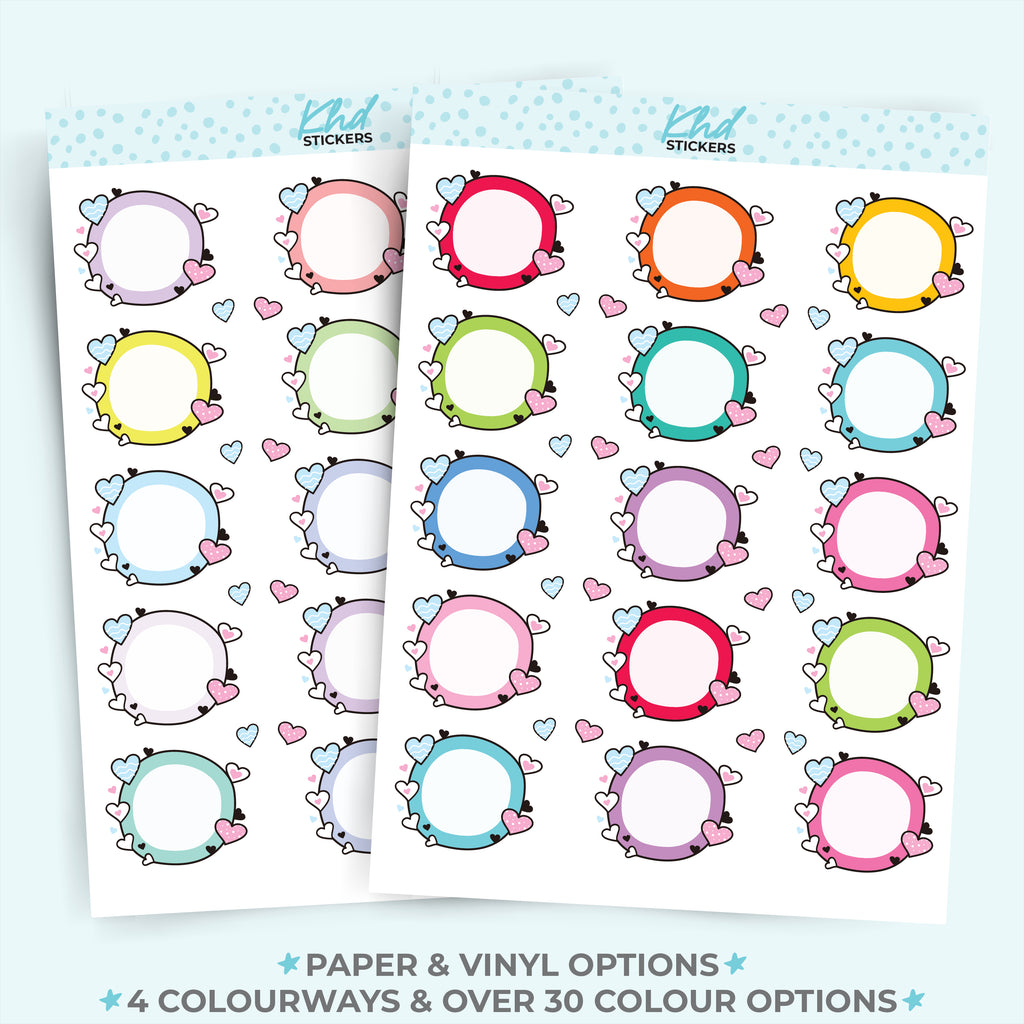 Heart Doodle Circles Appointment Stickers Vinyl - Removable / Wine