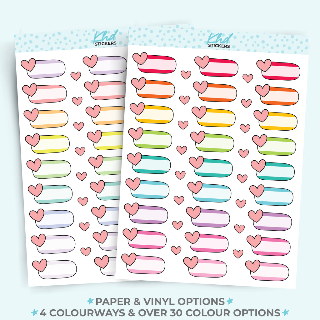 Heart Boxes Functional Planner Stickers Vinyl - Removable / Wine