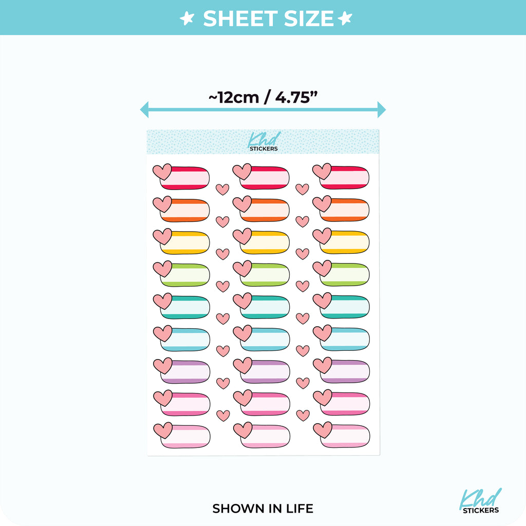 Heart Boxes Functional Planner Stickers Vinyl - Removable