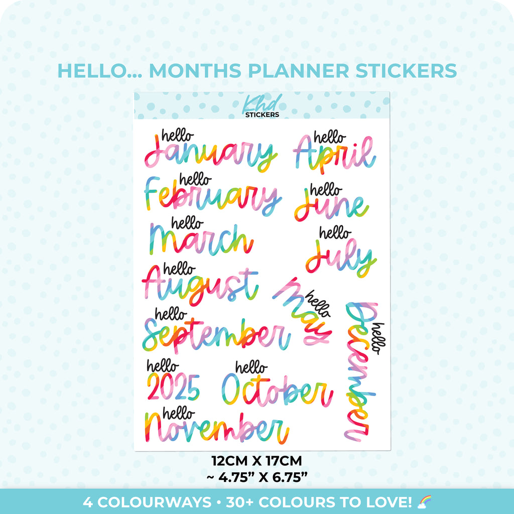 2025 or 2026 Months of the Year Planner Stickers 2025