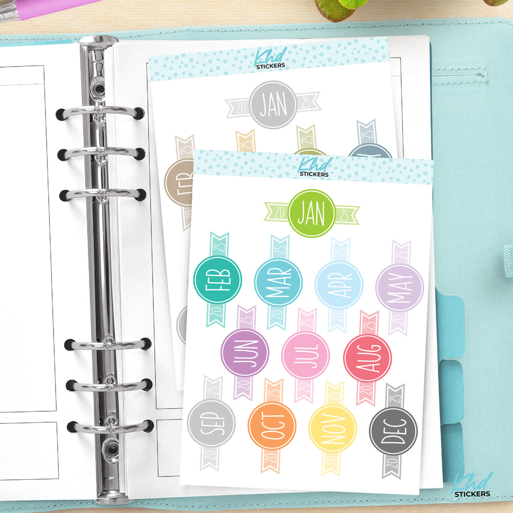 2025 Months of the Year Planner Stickers 2025