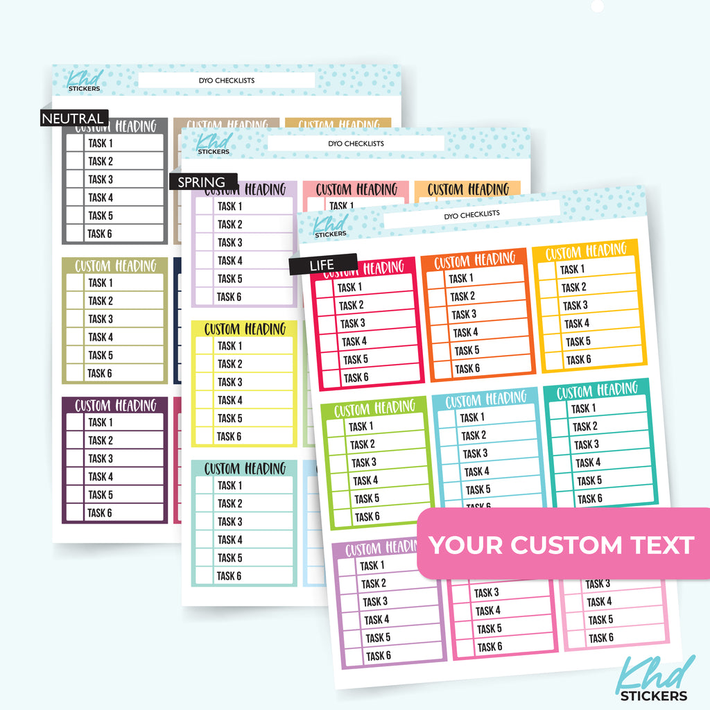 Design Your Own 6 Item Checklist Vinyl - Removable
