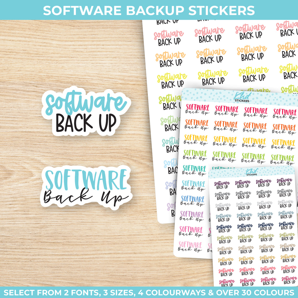 Software Backup Script Planner Stickers Small