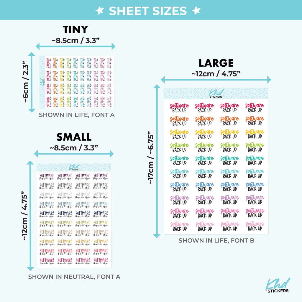 Software Backup Script Planner Stickers Small