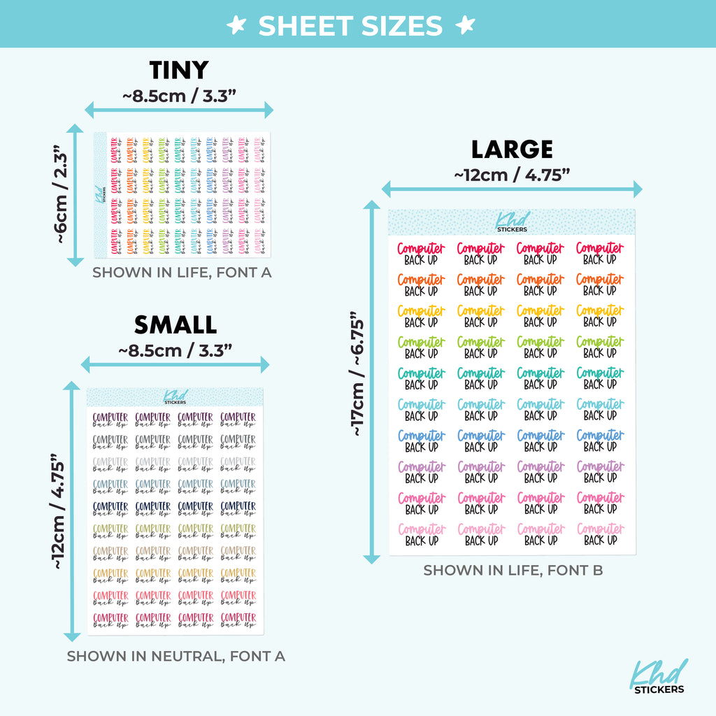 Computer Backup Script Planner Stickers Small