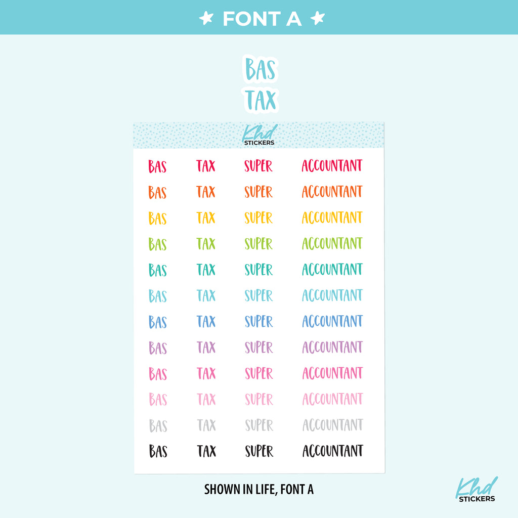 BAS Tax Accounting Stickers Small