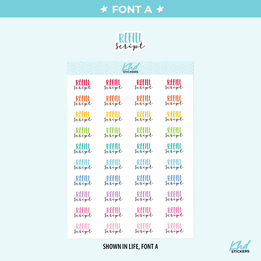 Refill Script Stickers Small