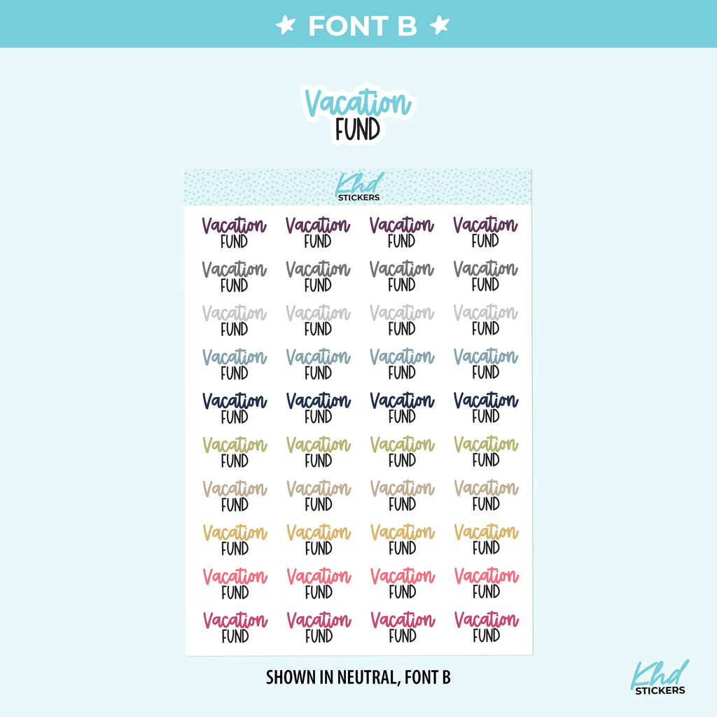 Vacation Fund Planner Stickers Small