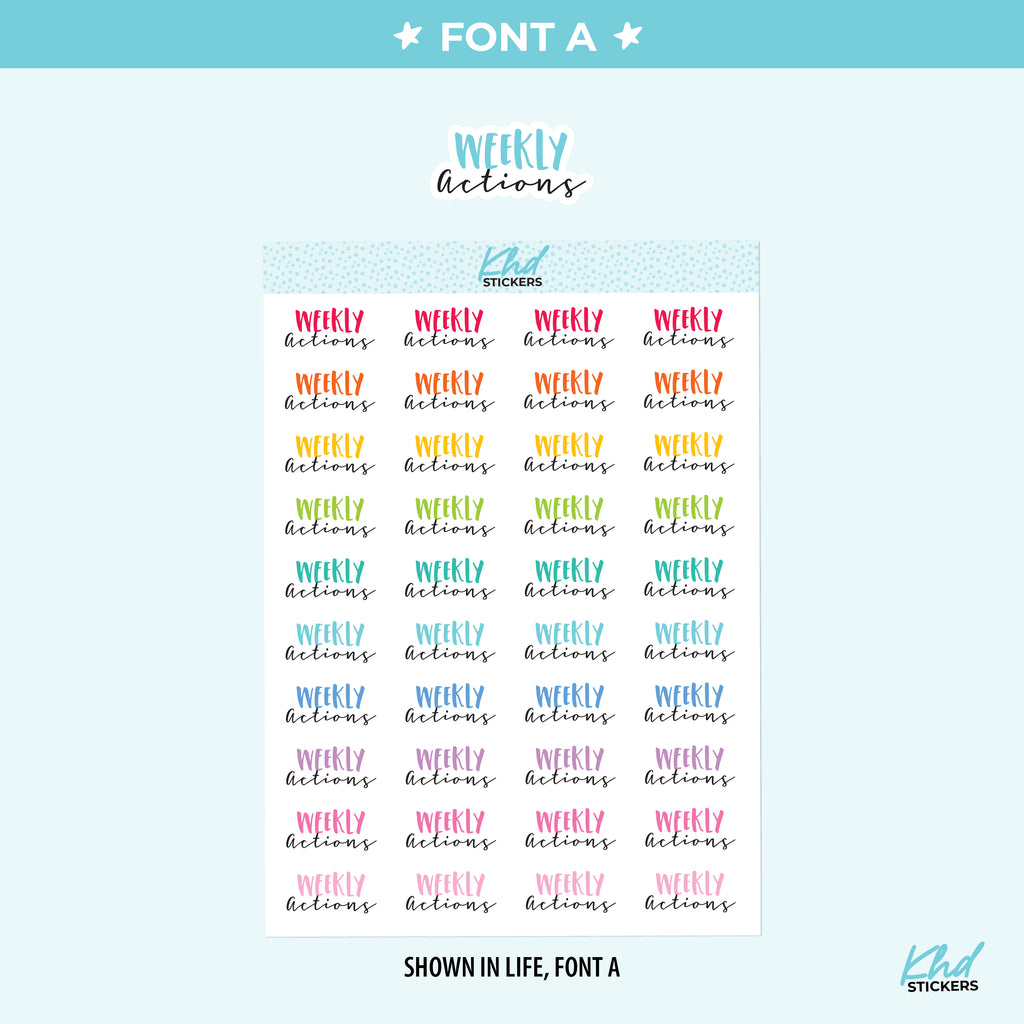 Weekly Actions Planner Stickers Small