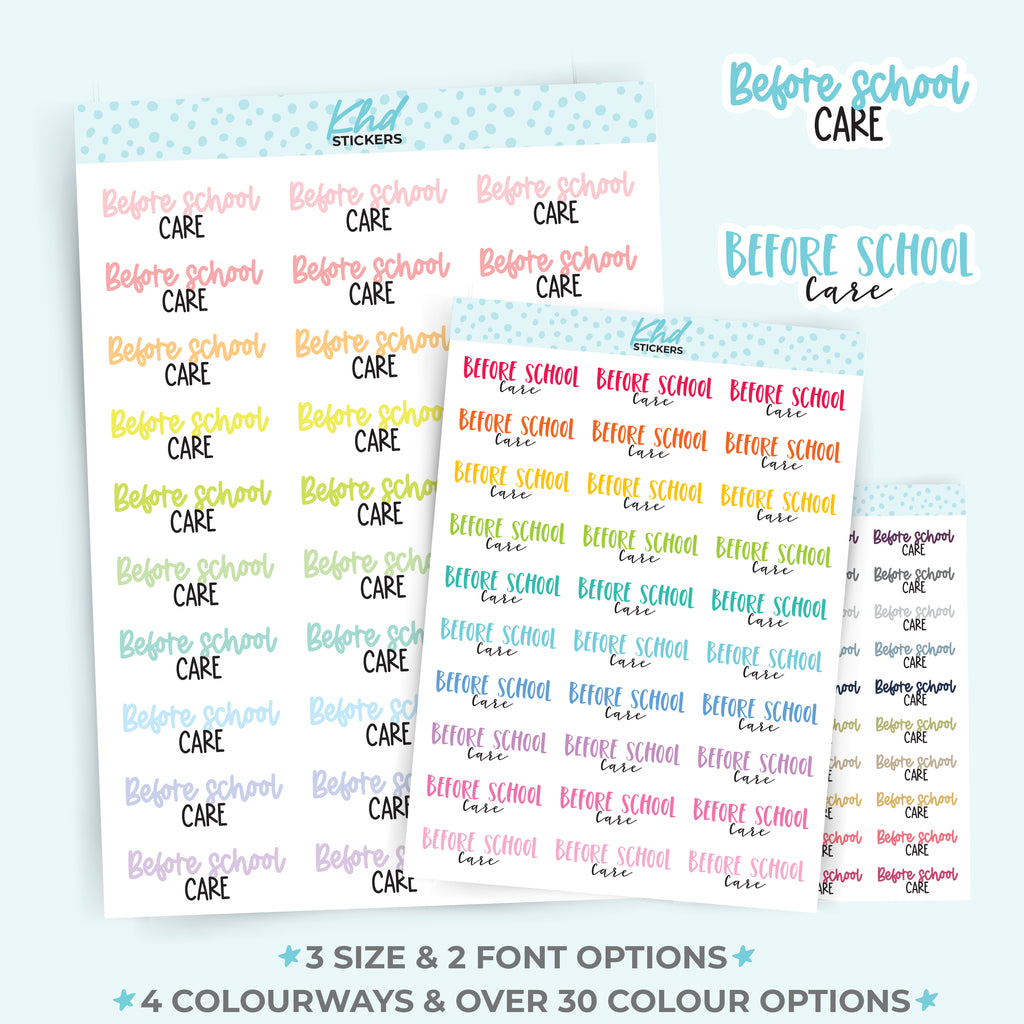 Before School Care Planner Stickers Small