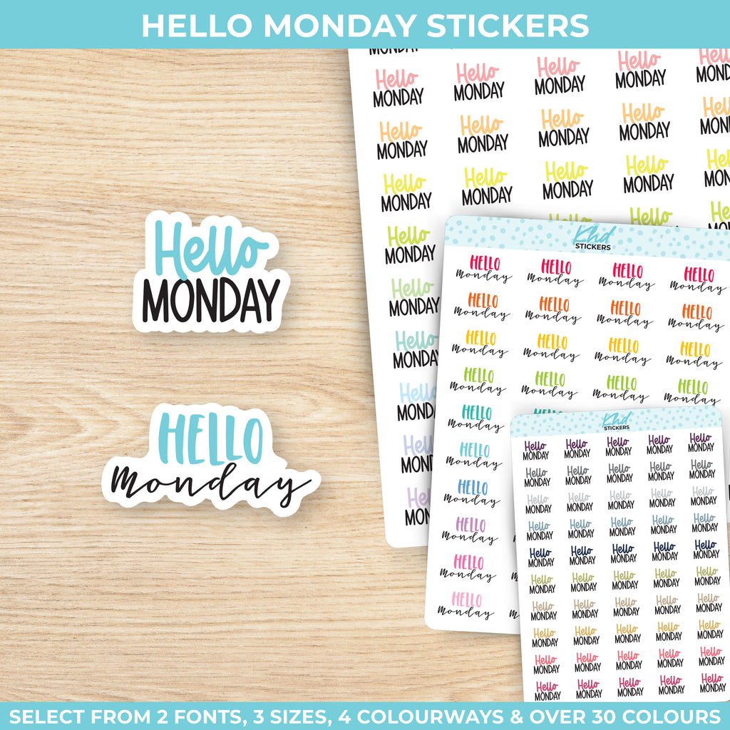 Hello Monday Script Stickers Small