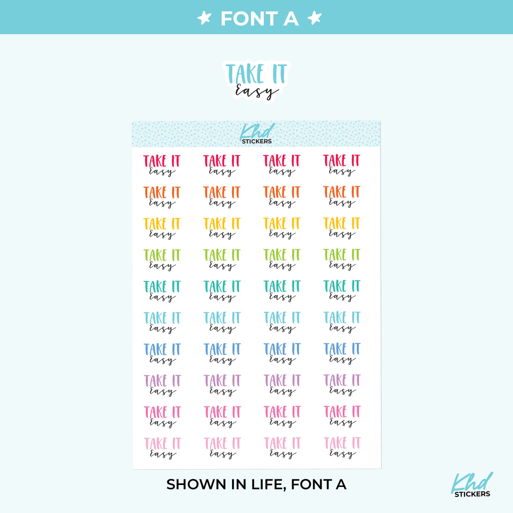 Take It Easy Script Planner Stickers Small