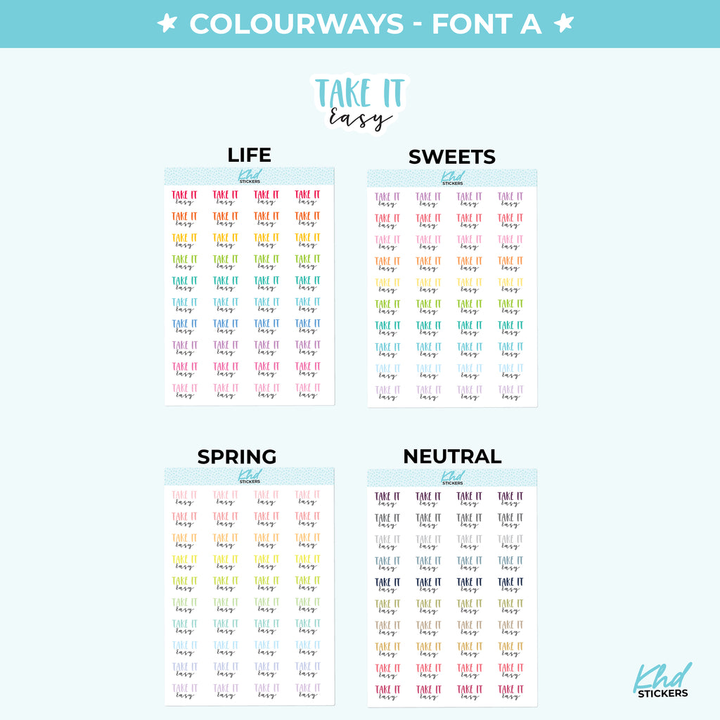 Take It Easy Script Planner Stickers Small