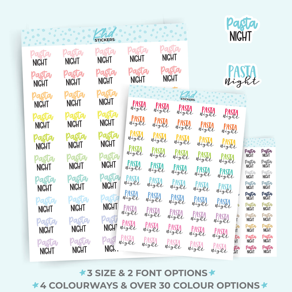 Pasta Night Script Planner Stickers Small