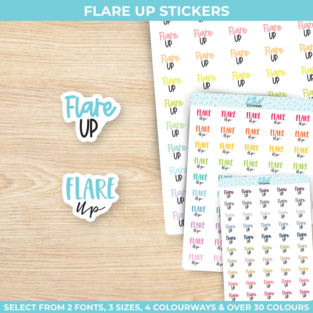 Flare Up Script Stickers Small