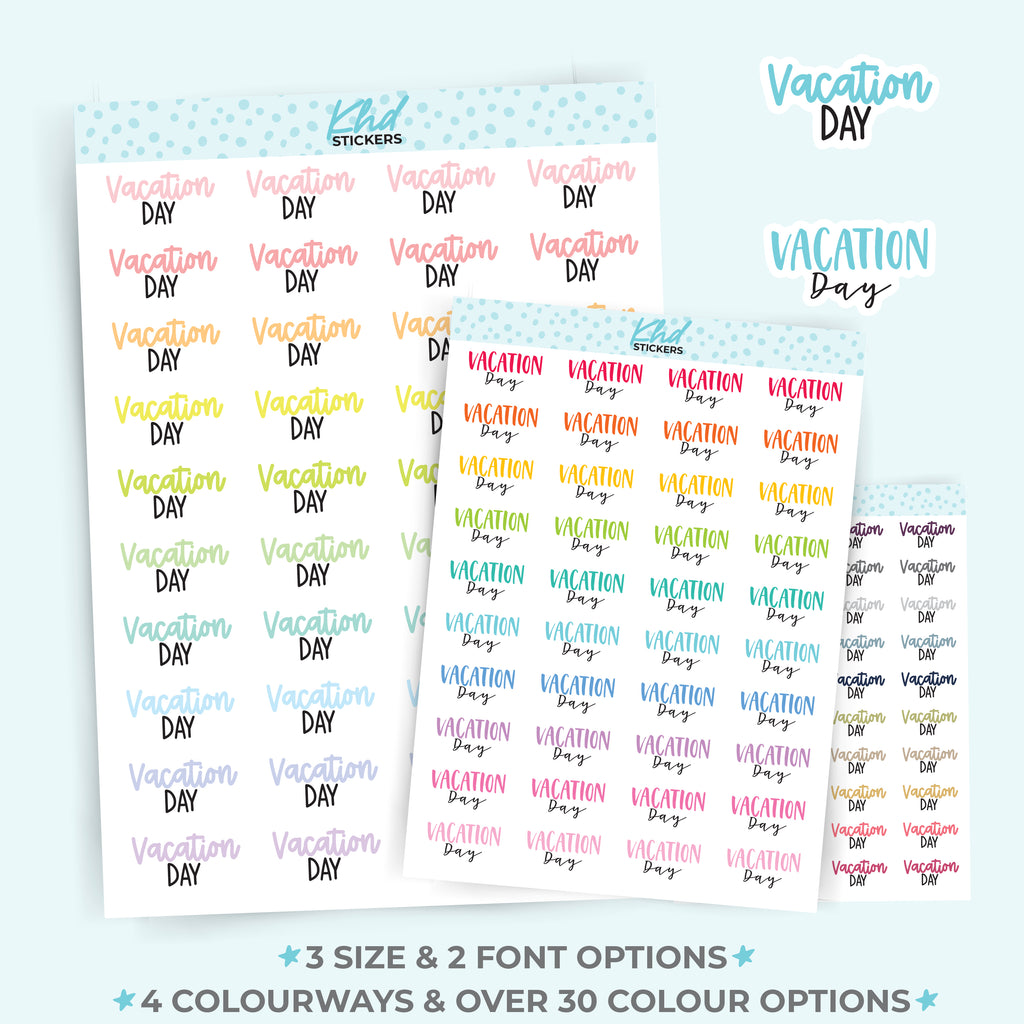 Vacation Day Script Planner Stickers Small