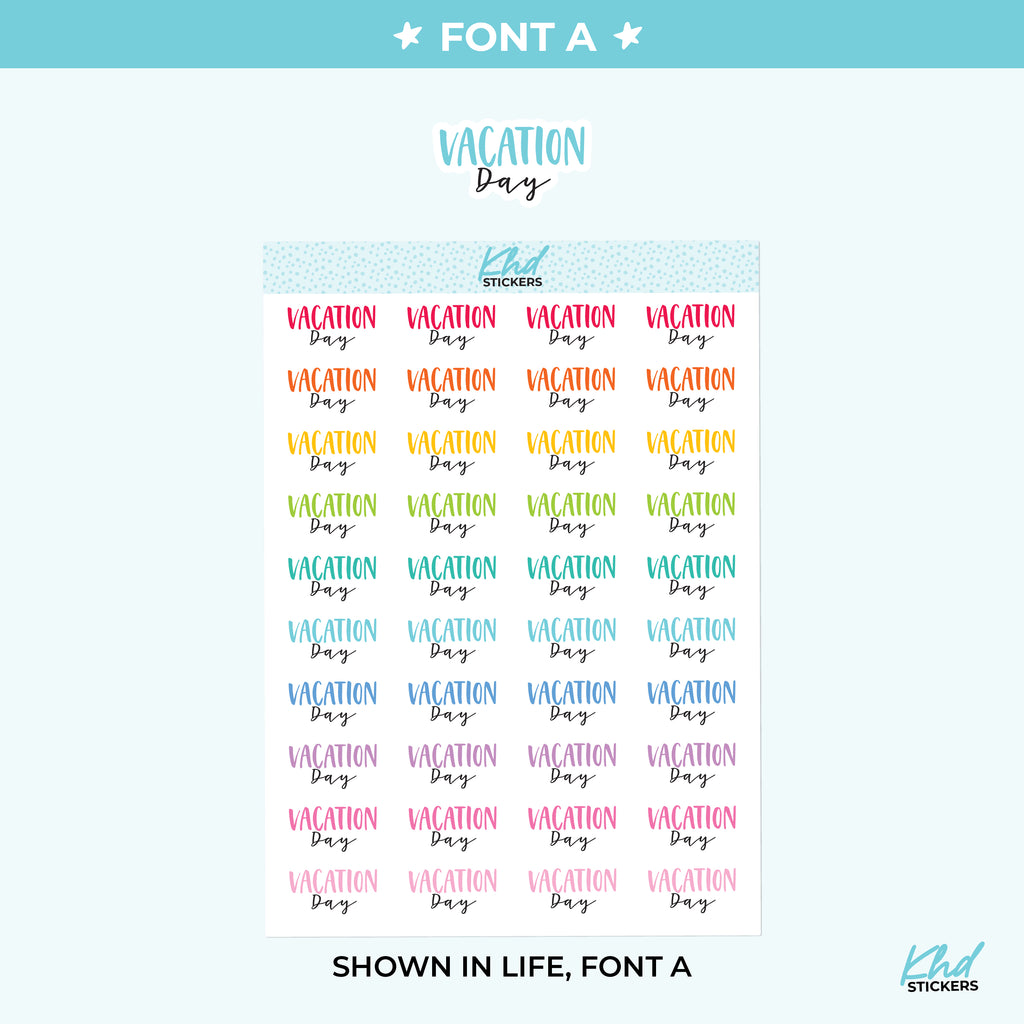 Vacation Day Script Planner Stickers Small