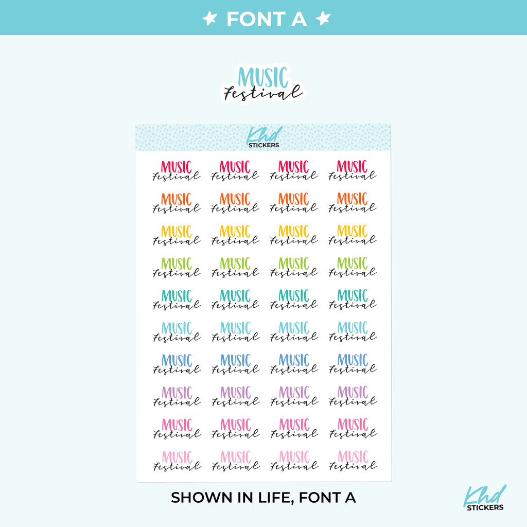 Music Festival Script Planner Stickers Small