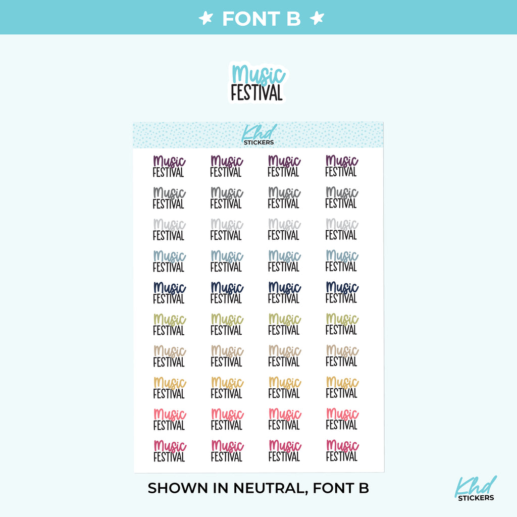 Music Festival Script Planner Stickers Small