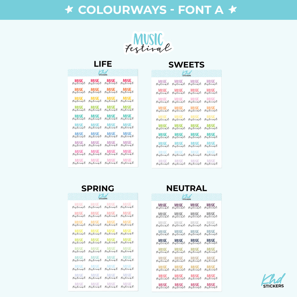 Music Festival Script Planner Stickers Small