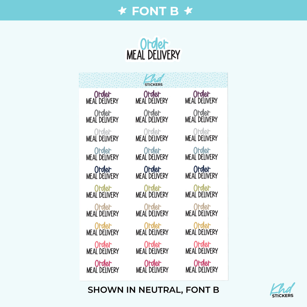 Order Meal Delivery Script Planner Stickers Small