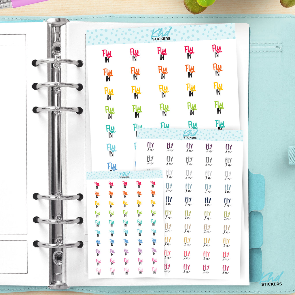 Fly In Script Planner Stickers Small